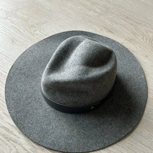 Rag & Bone Gray Wide-Brim Fedora Hat display picture 2